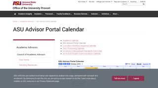 
                            7. ASU Advisor Portal Calendar | Office of the University Provost