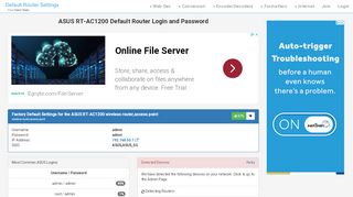 
                            3. ASUS RT-AC1200 Default Router Login and Password