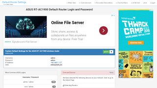 
                            1. ASUS RT-AC1900 Default Router Login and Password