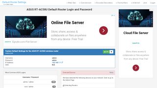 
                            1. ASUS RT-AC58U Default Router Login and Password