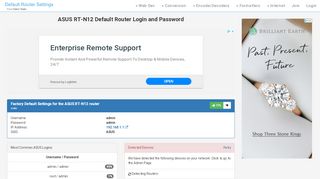 
                            9. ASUS RT-N12 Default Router Login and Password