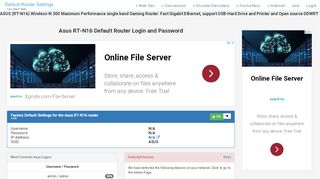 
                            2. Asus RT-N16 Default Router Login and Password - Clean CSS