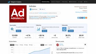 
                            3. @adindex - Channel statistics AdIndex. Telegram Analytics