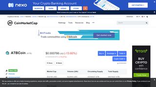 
                            4. ATBCoin (ATB) price, charts, market cap, and other metrics ...