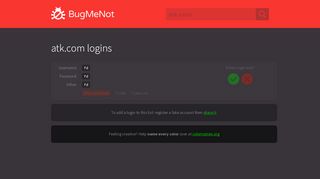 
                            7. atk.com passwords - BugMeNot