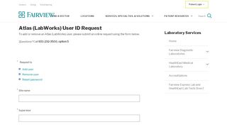 
                            9. Atlas (LabWorks) User ID Request - Fairview