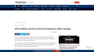 
                            8. ATO online services back in business after outage | The Canberra Times