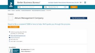 
                            8. Atrium Management Company | Complaints | Better Business Bureau ...