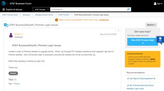 
                            9. AT&T BusinessDirect® | Premier Login Issues - AT&T Community