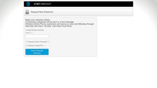 
                            8. AT&T PREPAID℠ - Request New Password