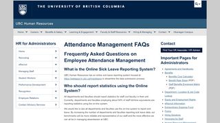 
                            7. Attendance Management FAQs - UBC Human Resources
