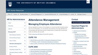 
                            1. Attendance Management - UBC Human Resources