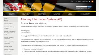 
                            2. Attorney Information System (AIS) | Maryland Courts