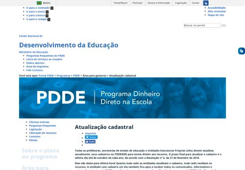 
                            4. Atualização cadastral - Portal do FNDE