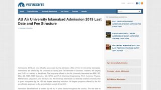 
                            10. AU Air University Islamabad Admission 2019 Last Date and ...