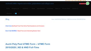 
                            8. Auchi Poly Post UTME Form - UTME Form 2019/2020 | ND & HND Full ...