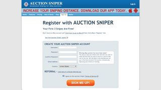 
                            6. AuctionSniper.com - Sign Up Today and Receive 3 Free Snipes!