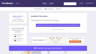 
                            7. Audehm Surname Meaning, Origins & Distribution