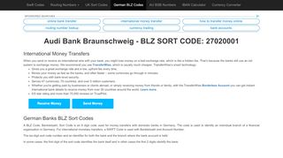 
                            8. Audi Bank Braunschweig - BLZ SORT CODE: 27020001