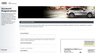 
                            8. Audi Financial Services -- Account Registration