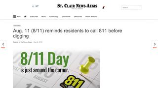 
                            8. Aug. 11 (8/11) reminds residents to call 811 before digging ...