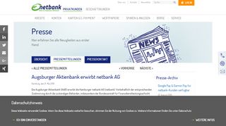 
                            6. Augsburger Aktienbank erwirbt netbank AG