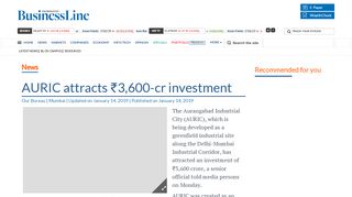 
                            2. AURIC attracts ₹3,600-cr investment - The Hindu BusinessLine