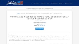 
                            8. Aurora and Nespresso Trade Tool Coordinator at Nestle Nespresso ...