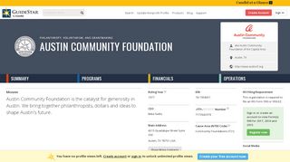 
                            6. Austin Community Foundation - GuideStar Profile