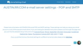 
                            6. AUSTIN.RR.COM email server settings - POP and SMTP ...