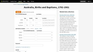 
                            7. Australia, Births and Baptisms, 1792-1981 - Ancestry.com.au