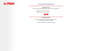 
                            11. Australia Post Pre-Paid Service - Login