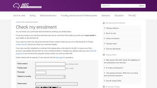 
                            9. Australian Electoral Commission - Check my enrolment