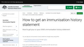 
                            2. Australian Immunisation Register - Immunisation history ...