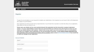 
                            6. Australian National University Accommodation Portal - Register