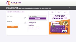 
                            1. Auswide Bank Internet Banking - Welcome to Internet Banking