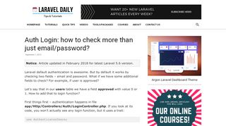 
                            10. Auth Login: how to check more than just email/password? - Laravel Daily