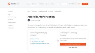 
                            3. Auth0 Android SDK Quickstarts: Authorization