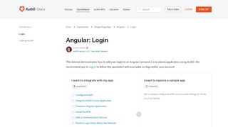 
                            6. Auth0 Angular SDK Quickstarts: Login