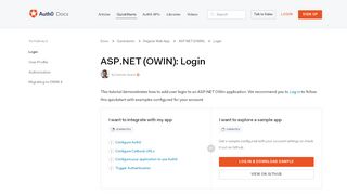 
                            2. Auth0 ASP.NET (OWIN) SDK Quickstarts: Login