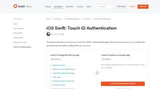 
                            3. Auth0 iOS Swift SDK Quickstarts: Touch ID Authentication