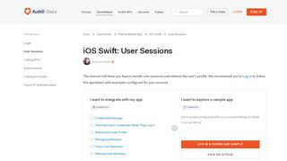 
                            2. Auth0 iOS Swift SDK Quickstarts: User Sessions