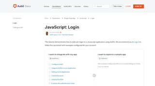 
                            6. Auth0 JavaScript SDK Quickstarts: Login