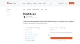 
                            7. Auth0 React SDK Quickstarts: Login