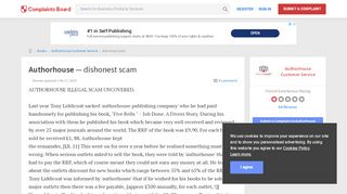 
                            8. Authorhouse - Dishonest scam, Review 337583 | ComplaintsBoard