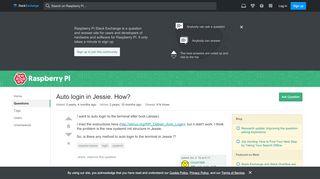 
                            4. Auto login in Jessie. How? - Raspberry Pi Stack Exchange