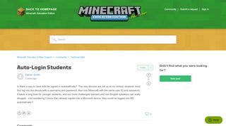 
                            9. Auto-Login Students – Minecraft: Education Edition Support