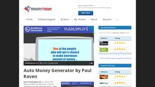 
                            2. Auto Money Generator by Paul Raven | Binary Today