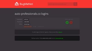 
                            6. auto-professionals.co passwords - BugMeNot