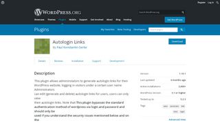 
                            11. Autologin Links – WordPress plugin | WordPress.org